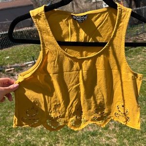 Topshop cropped/petite top with cutout flower details at the hem